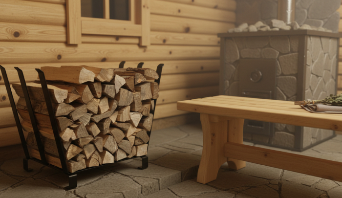 дровница из металла в бане